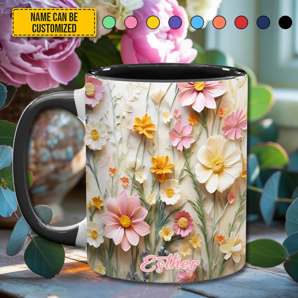 Flower Accent Mug - Personalized Accent Mug - Image 2