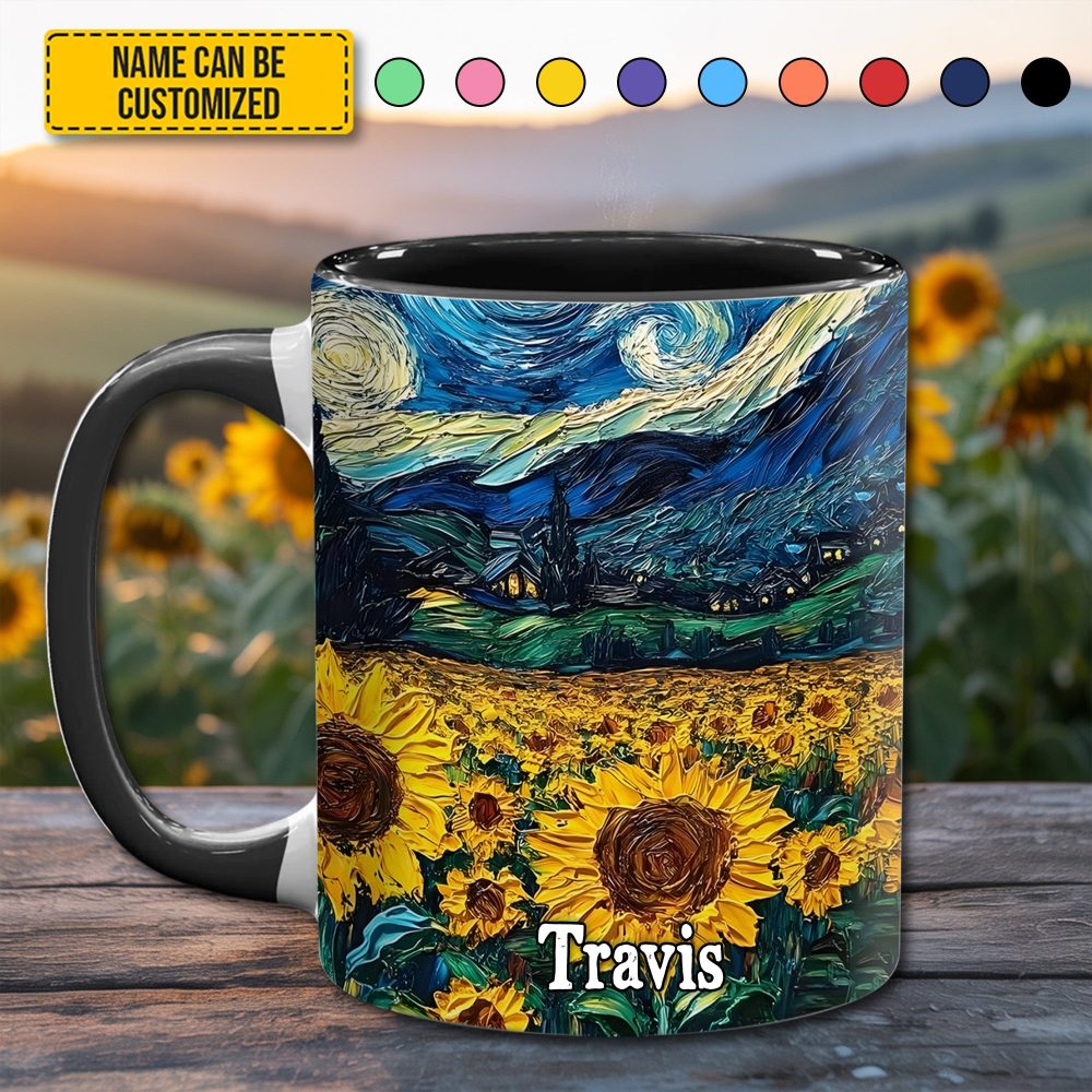 Starry Sunflowers – Personalized Accent Mug