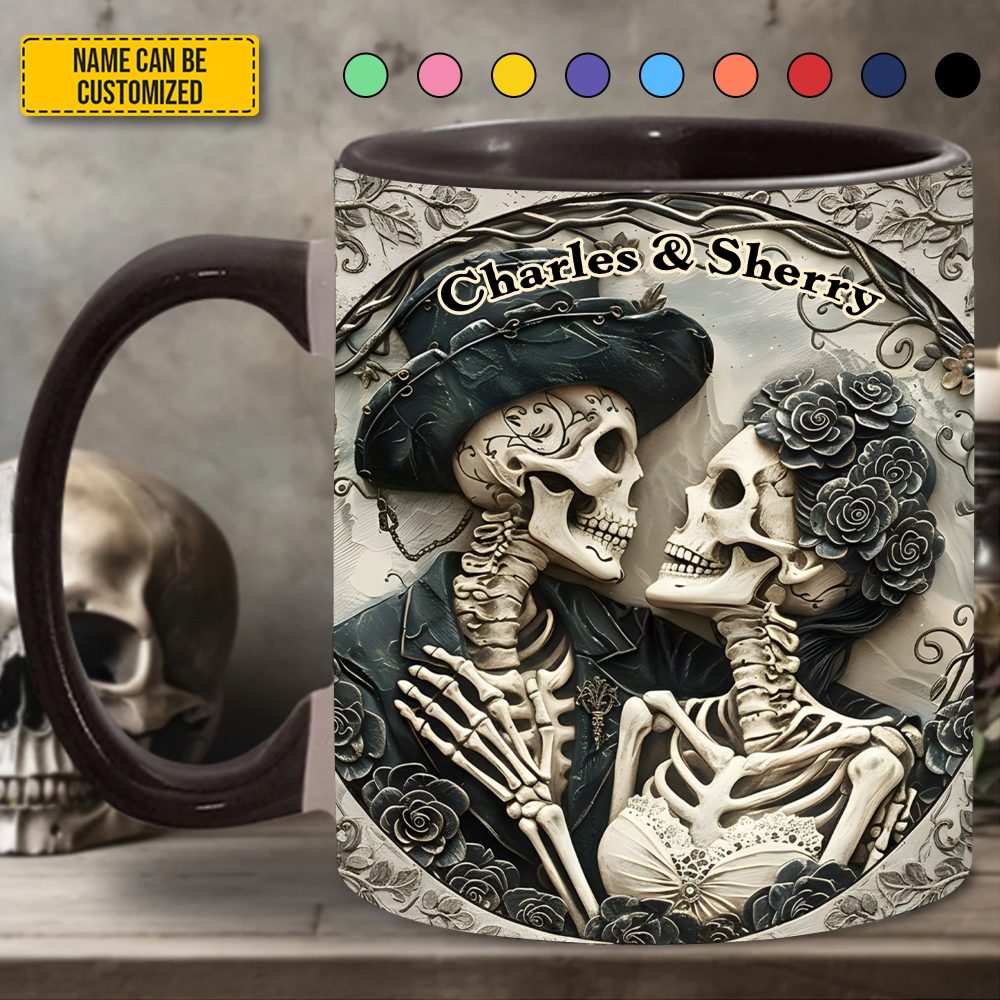 Skull Couple - Personalized Skull Accent Mug - Image 2