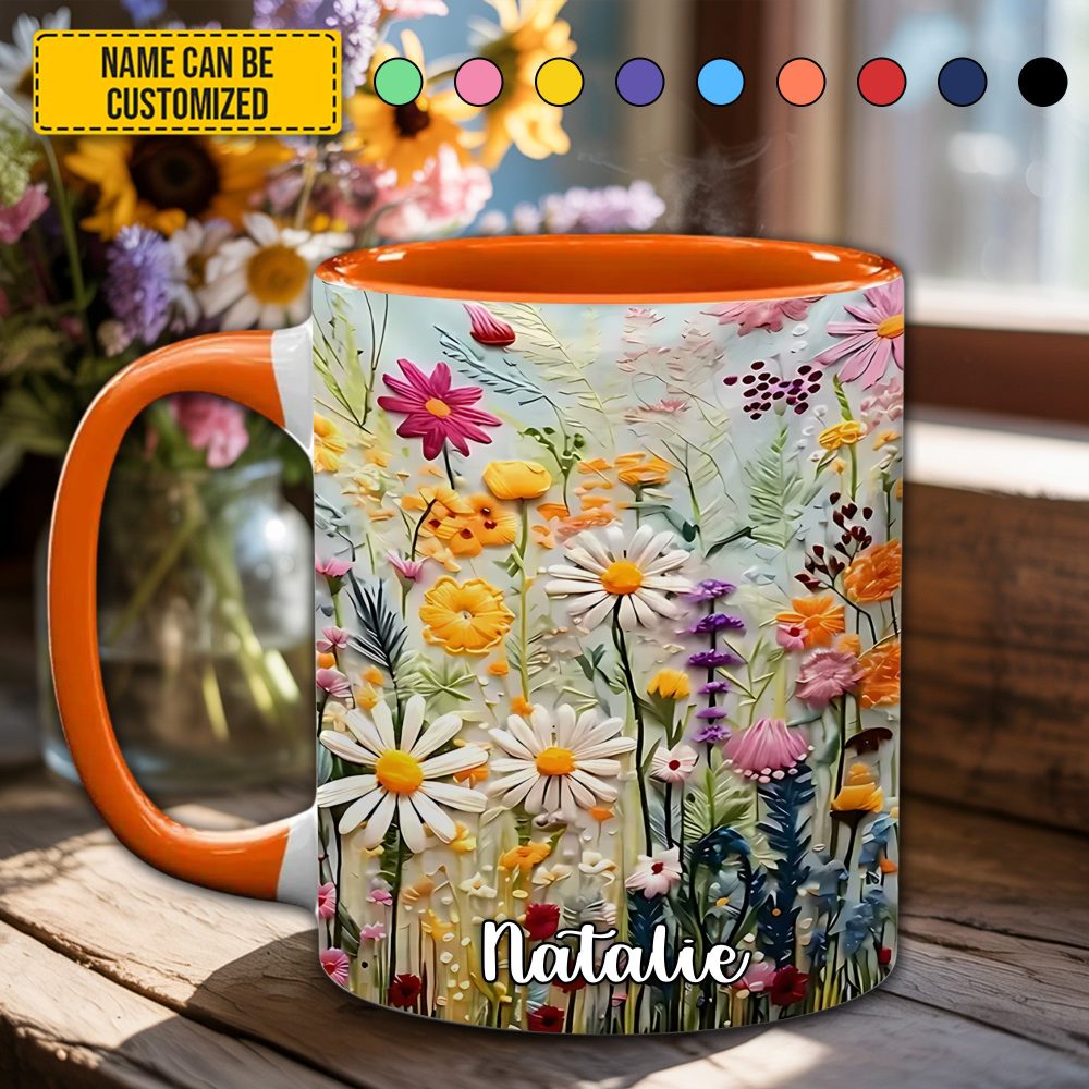 Spring Flowers - Personalized Flower Accent Mug - Image 3