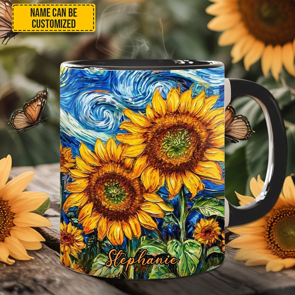 Starry Bloom – Personalized Sunflower Accent Mug - Image 12
