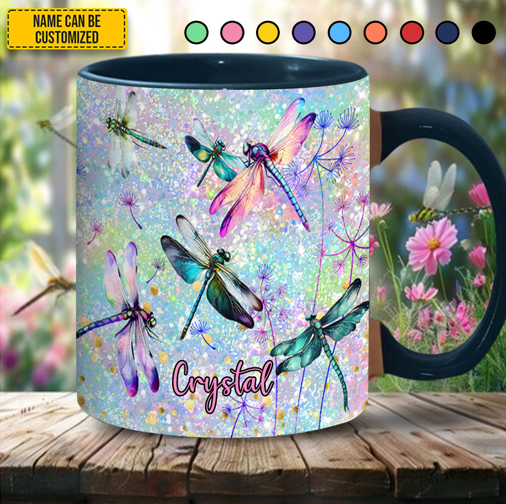 Colorful Dragonflies - Personalized Dragonfly Accent Mug - Image 3