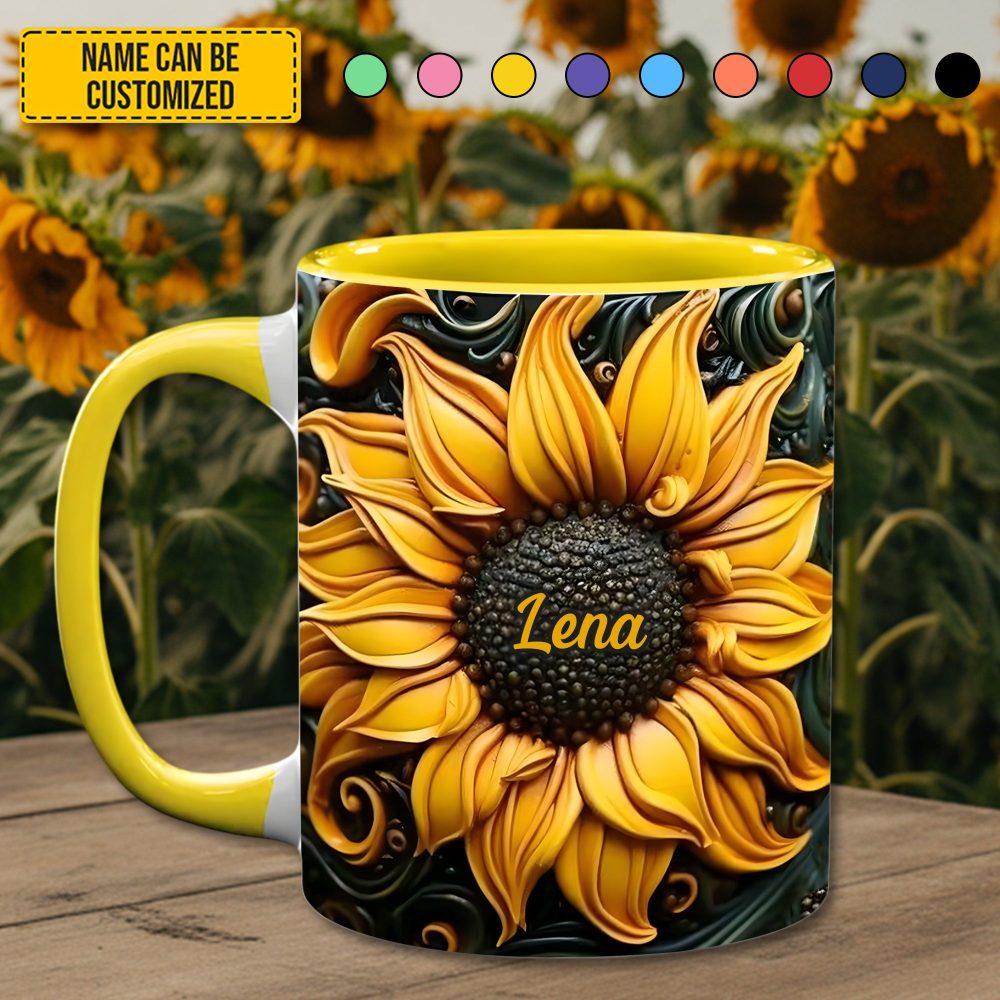 Love Sunflower - Personalized Accent Mug - Image 3
