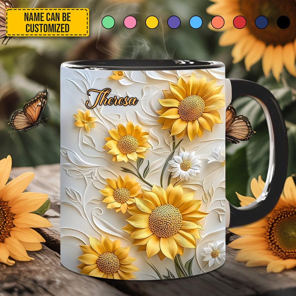 Beautiful Sunflower - Personalized Accent Mug - Image 2