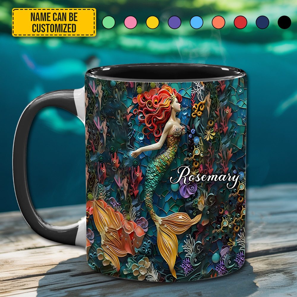 Ocean Mermaid - Personalized Accent Mug - Image 2