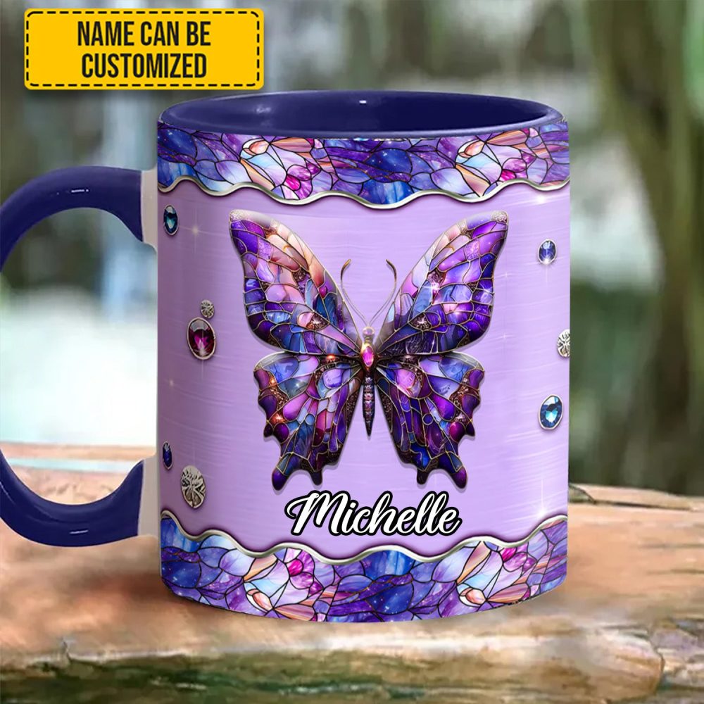 Sparkle Butterfly - Personalized Accent Mug - Image 2