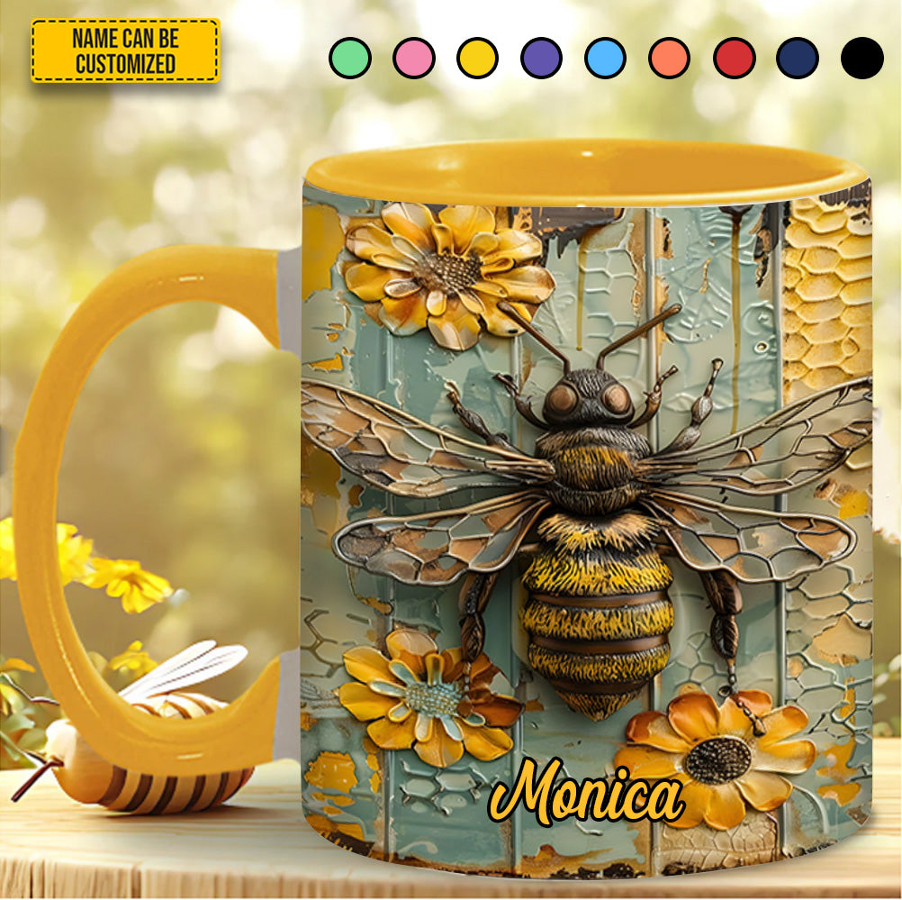 Personalized Honeybee Flowers Accent Mug - Image 2