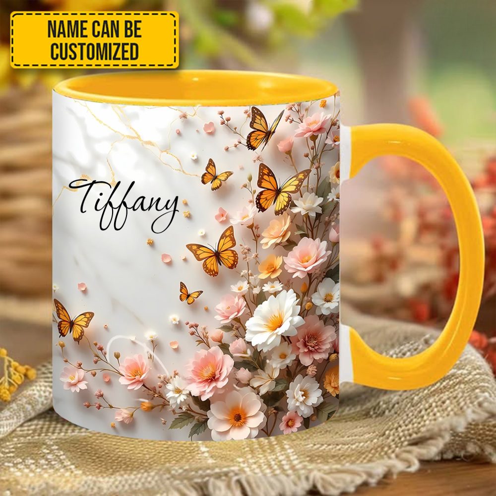Butterfly And Flower - Personalized Accent Mug