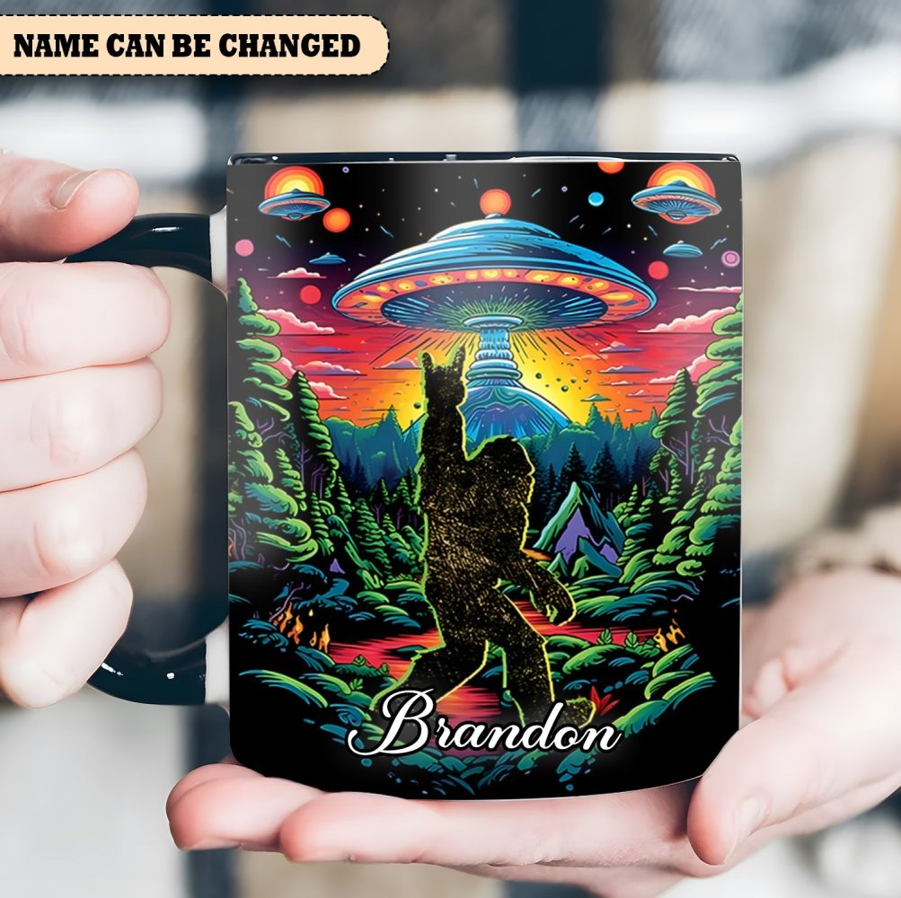 Cosmic Squatch – Personalized Ufo Bigfoot Accent Mug - Image 3