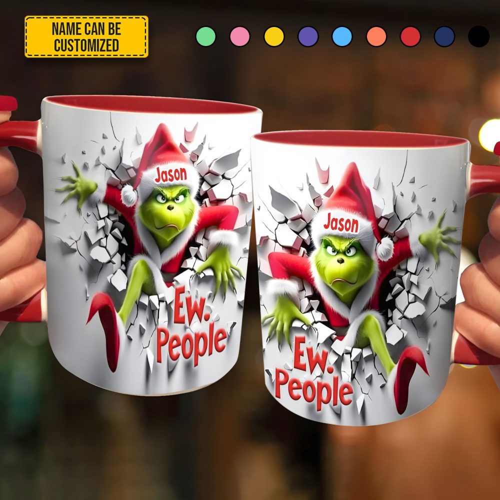 Grumpy Christmas Monster – Personalized Funny Accent Mug - Image 4