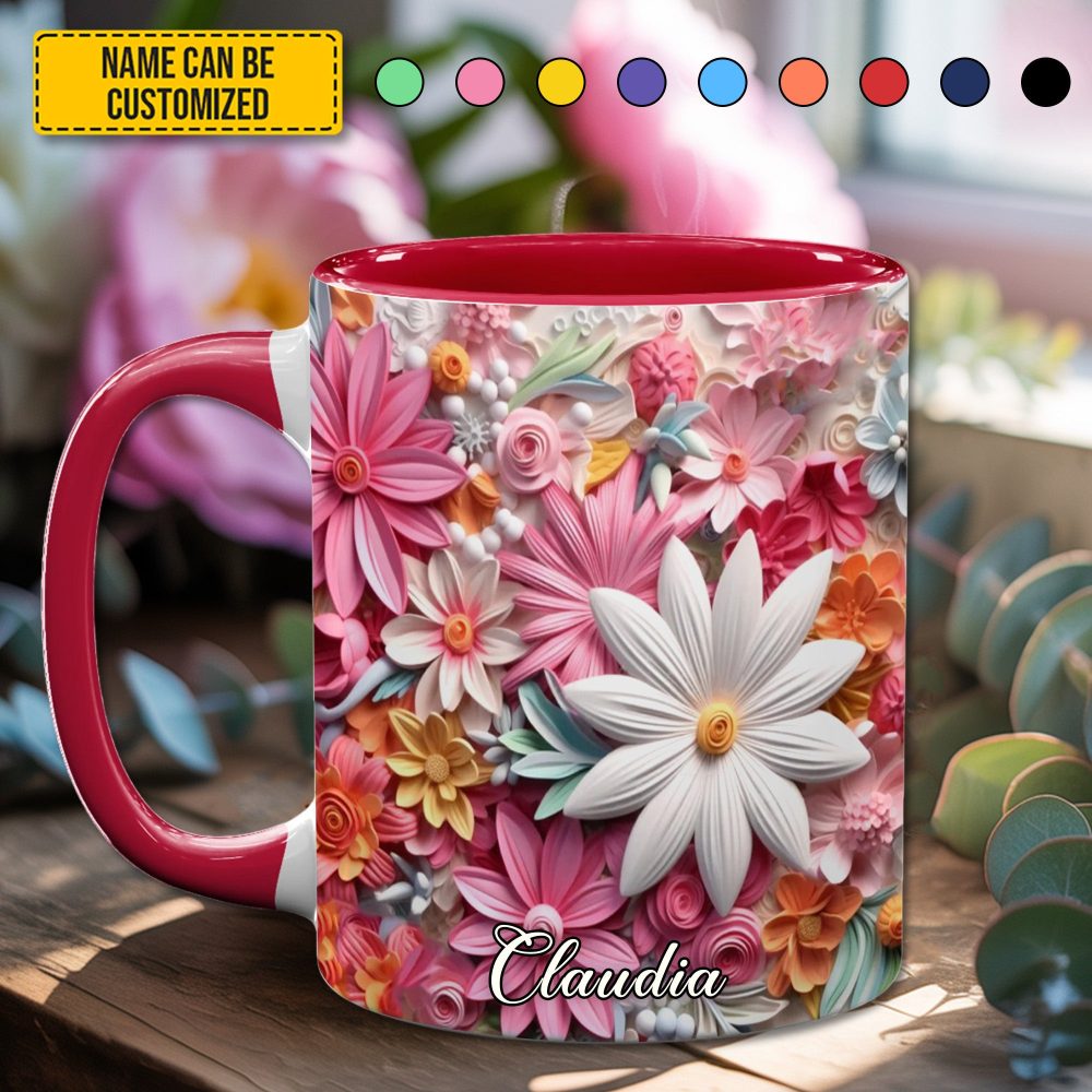 Colorful Flower - Personalized Accent Mug - Image 2