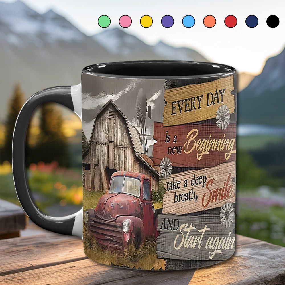 Everyday Is A New Beginning - Country Truck Accent Mug - Image 12