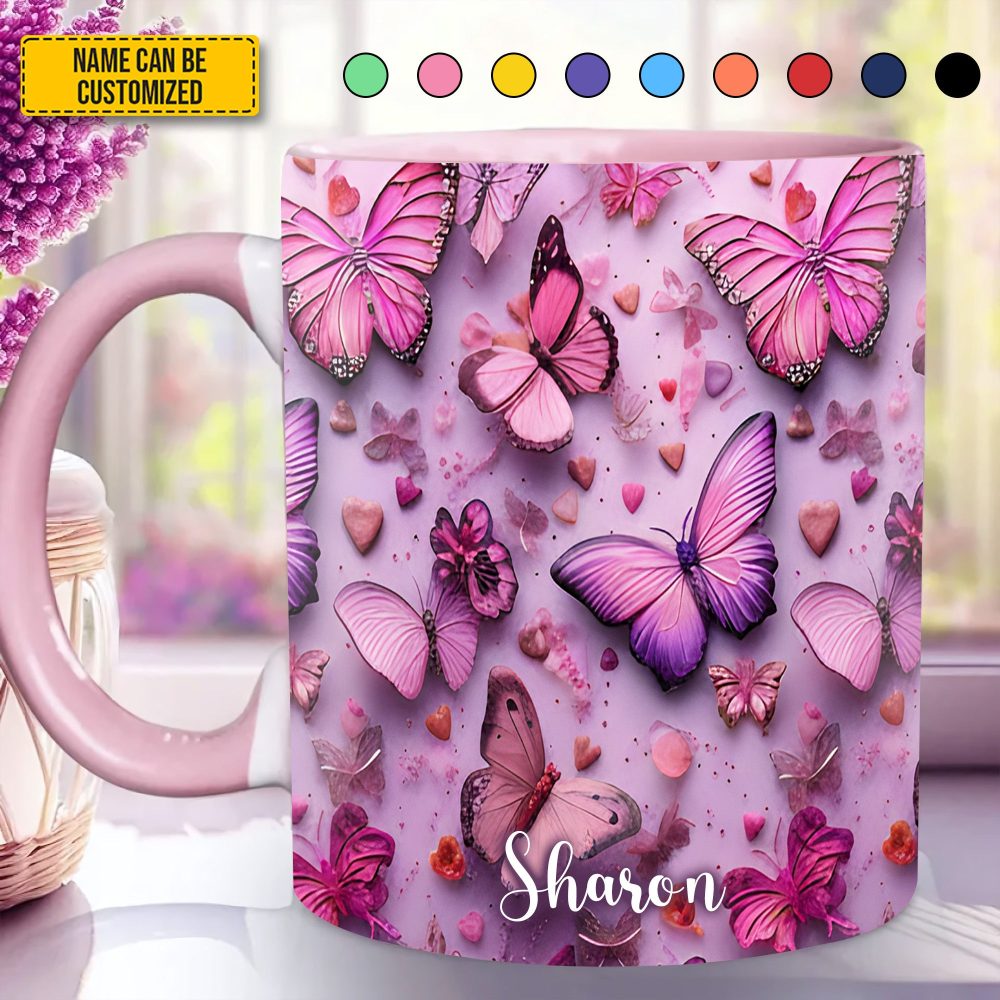 Personalized Beautiful Butterflies Accent Mug - Image 2