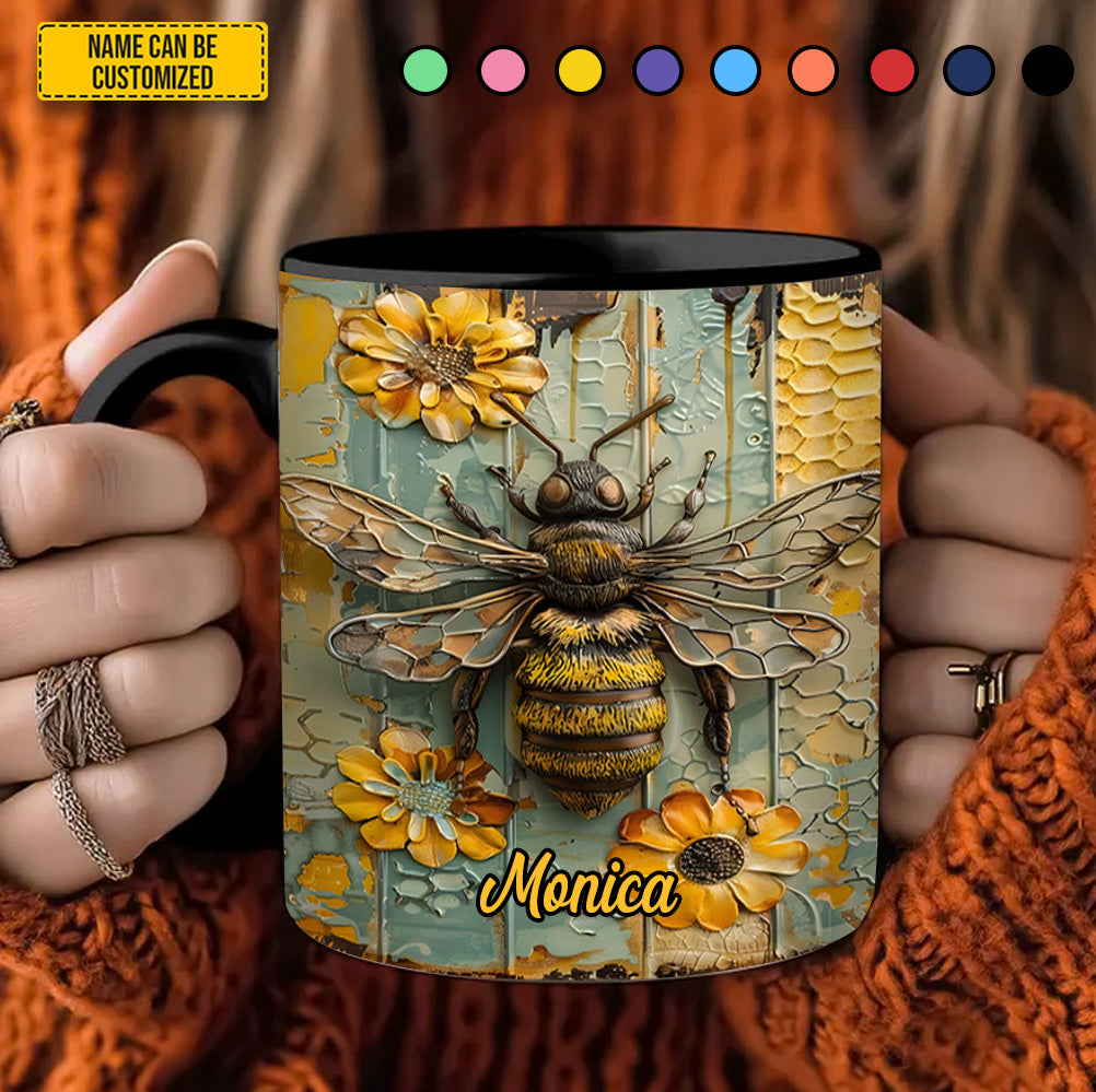 Personalized Honeybee Flowers Accent Mug - Image 3