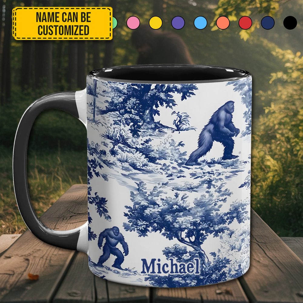 Bigfoot Sasquatch Print Forest Toile Funny - Personalized Accent Mug - Image 14