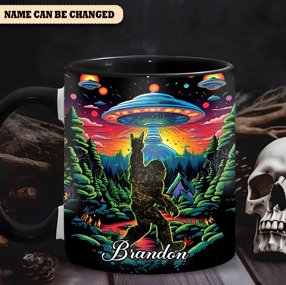 Cosmic Squatch – Personalized Ufo Bigfoot Accent Mug - Image 2