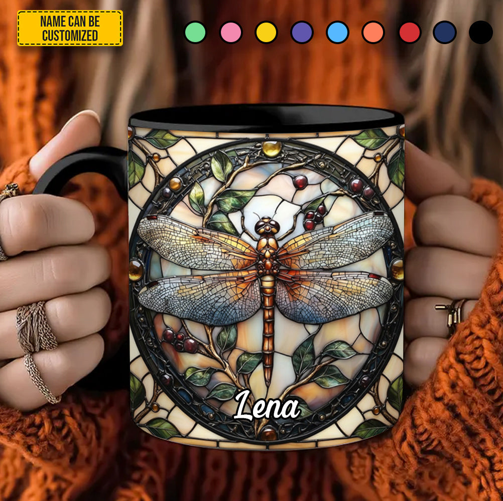 Dragonflies Lover - Personalized Dragonflies Accent Mug - Image 3