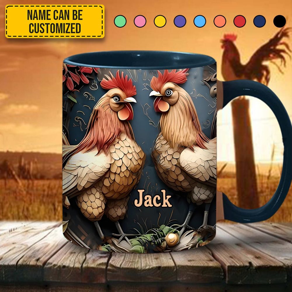 Chicken Accent Mug - Personalized Accent Mug - Image 3