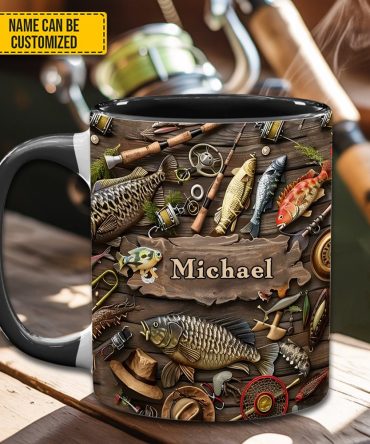 Fishing Gear - Personalized Fishing, Outdoor, Adventure Accent Mug