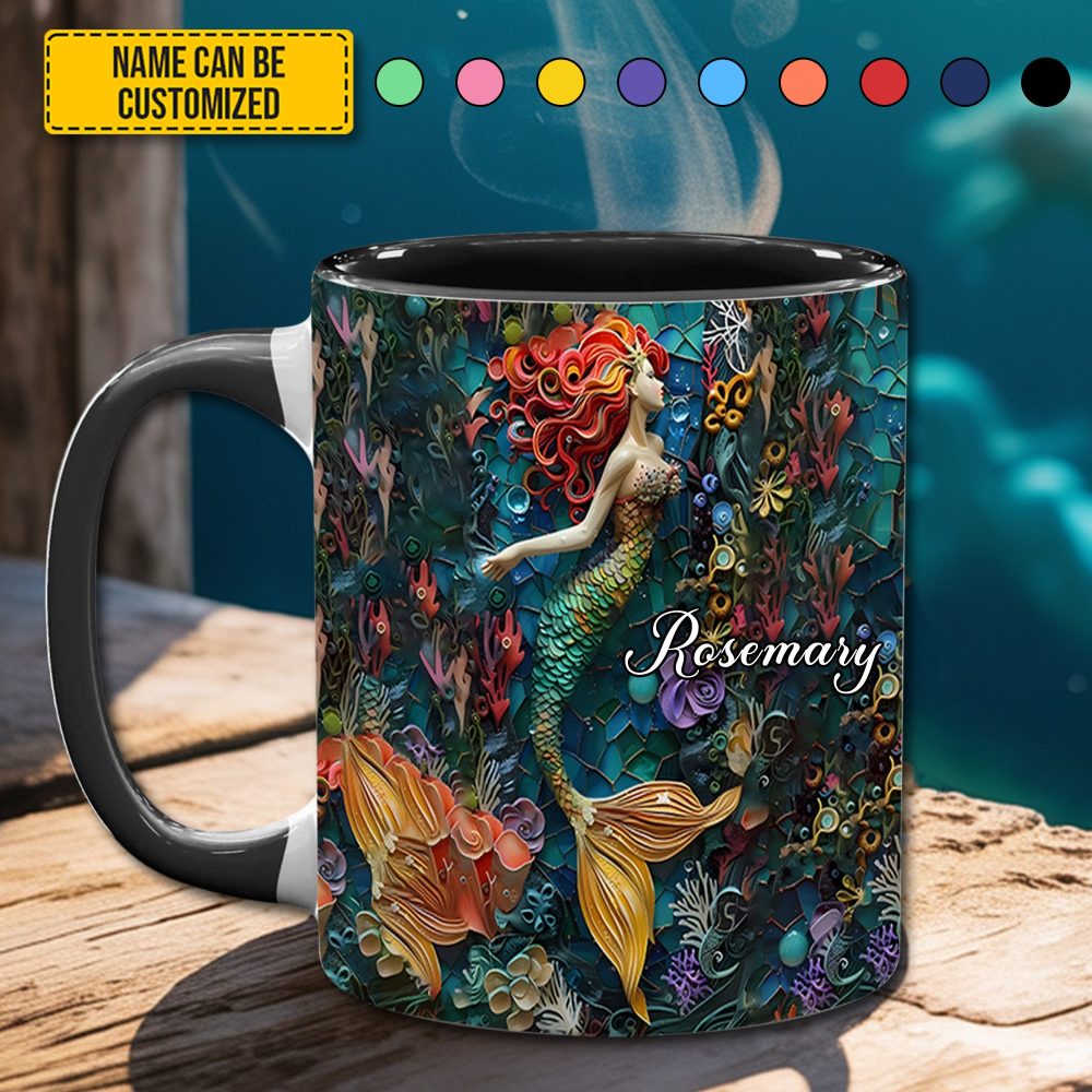 Ocean Mermaid - Personalized Accent Mug - Image 3