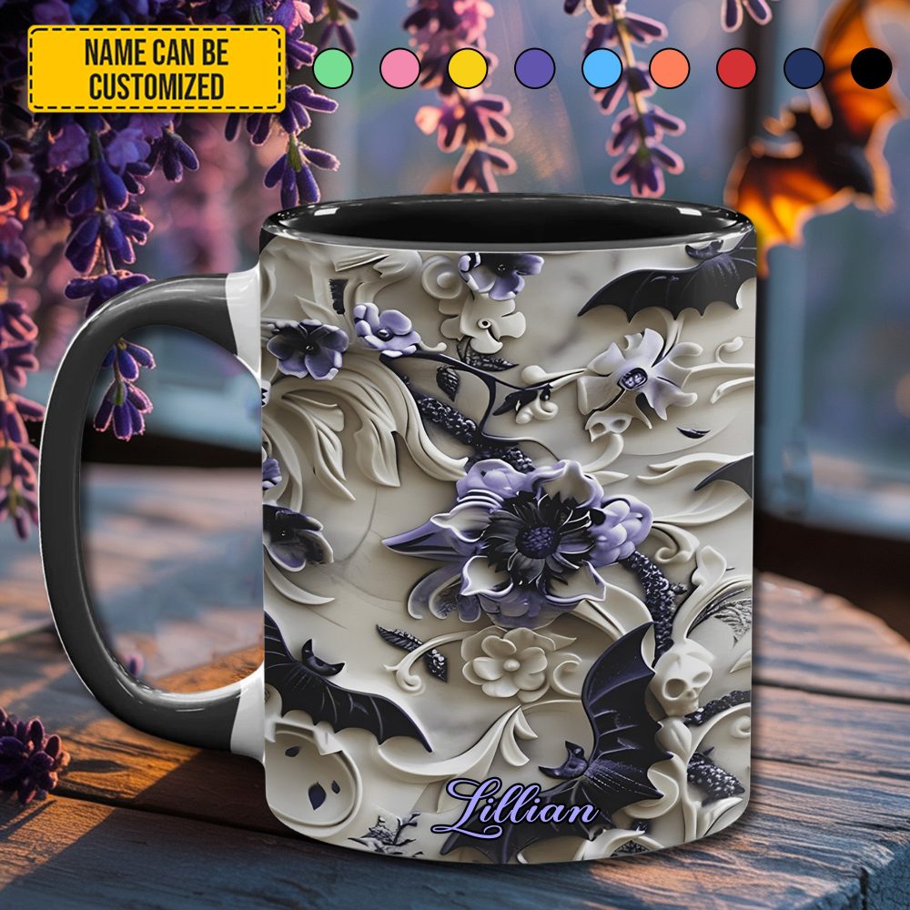 Falling Shadows – Personalized Gothic Floral Accent Mug - Image 3