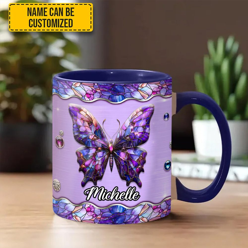 Sparkle Butterfly - Personalized Accent Mug - Image 3