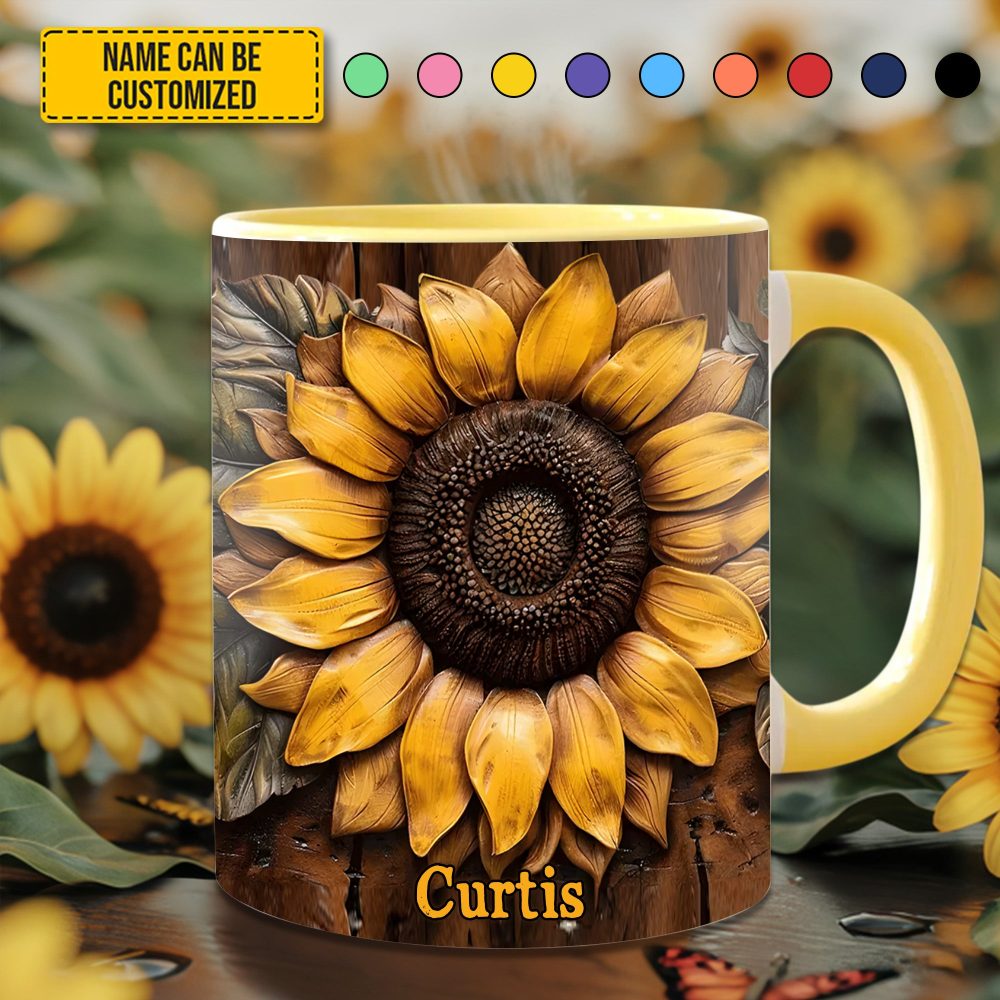 Sunflower Accent Mug - Personalized Accent Mug