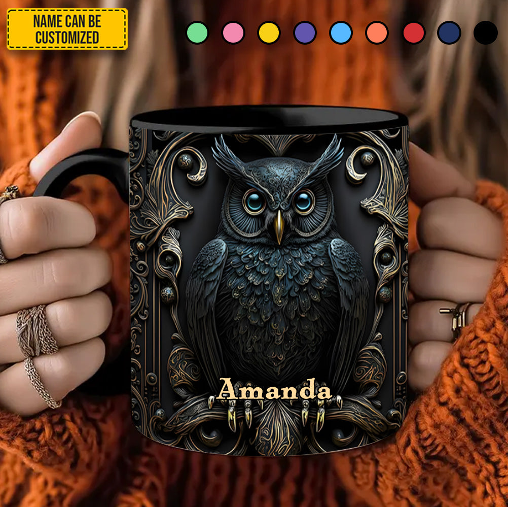 Vintage Owl - Personalized Owl Accent Mug - Image 3