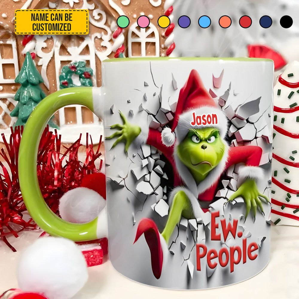 Grumpy Christmas Monster – Personalized Funny Accent Mug - Image 2