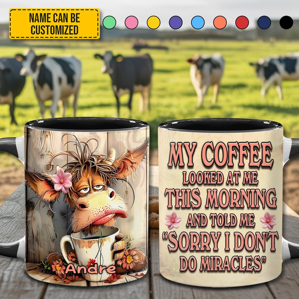 Cow Funny Accent Mug - Personalized Accent Mug - Image 3