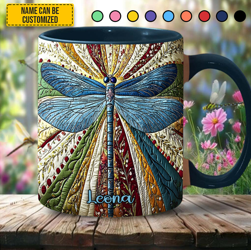 Dragonfly Golden - Personalized Dragonfly Accent Mug - Image 2