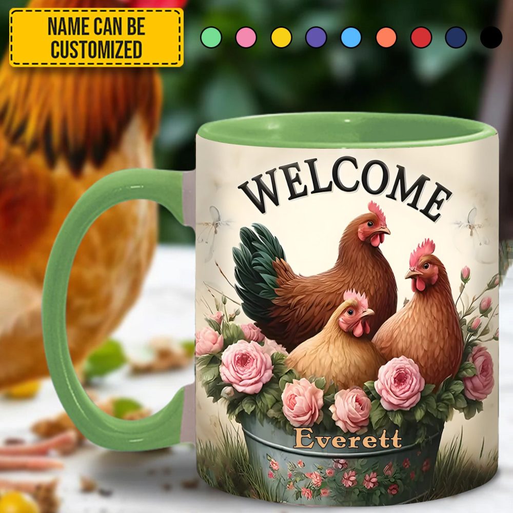 Chicken Welcome - Personalized Chicken Accent Mug - Image 3