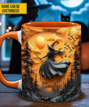 Flying Witch - Personalized Witch Accent Mug