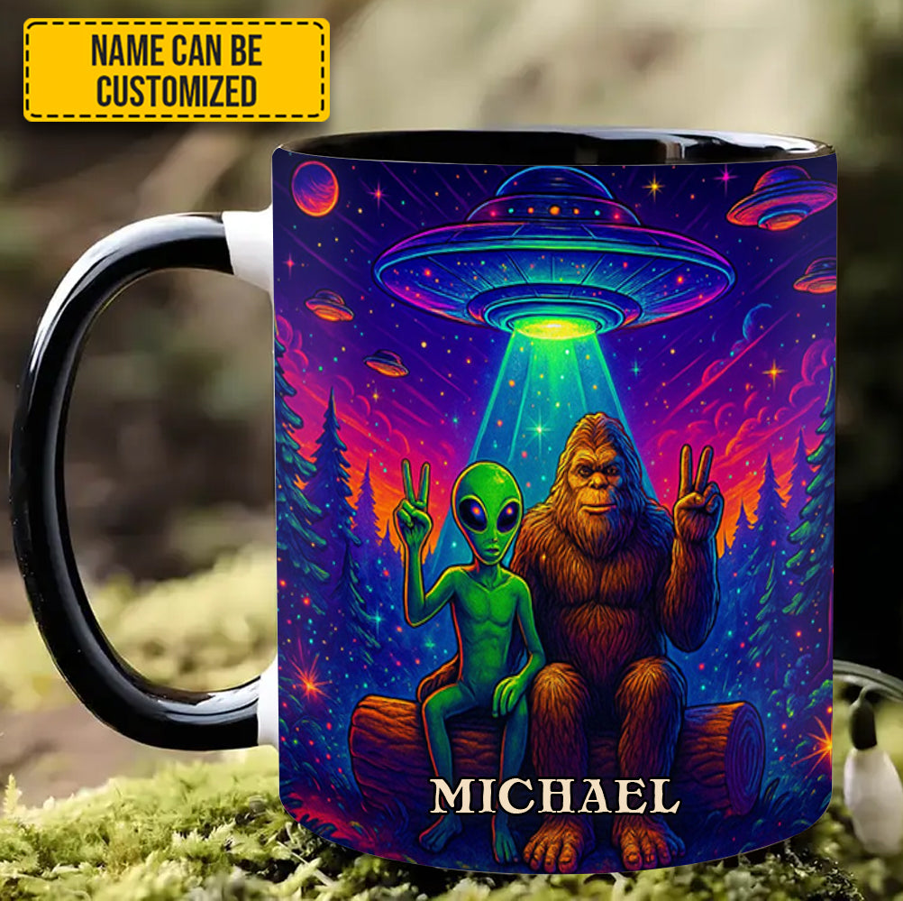 Intergalactic Buddies – Personalized Bigfoot & Alien Accent Mug - Image 3