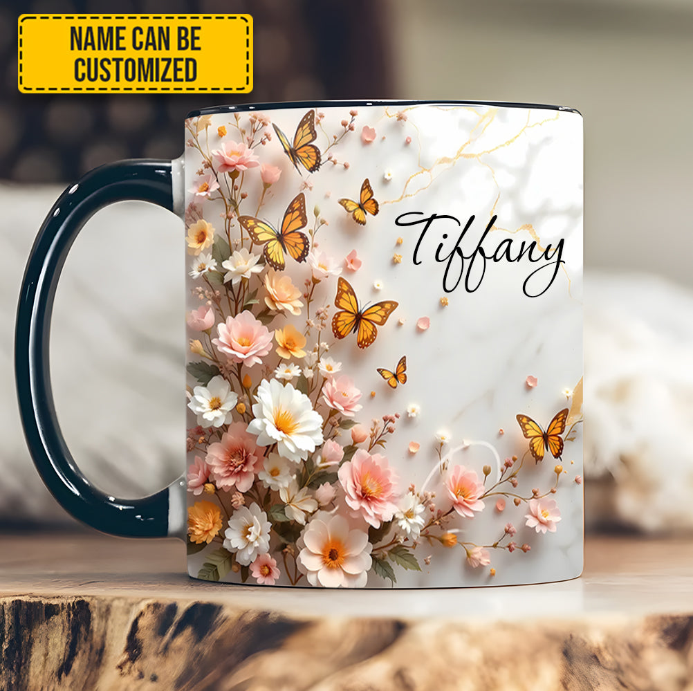 Butterfly And Flower - Personalized Accent Mug - Image 3