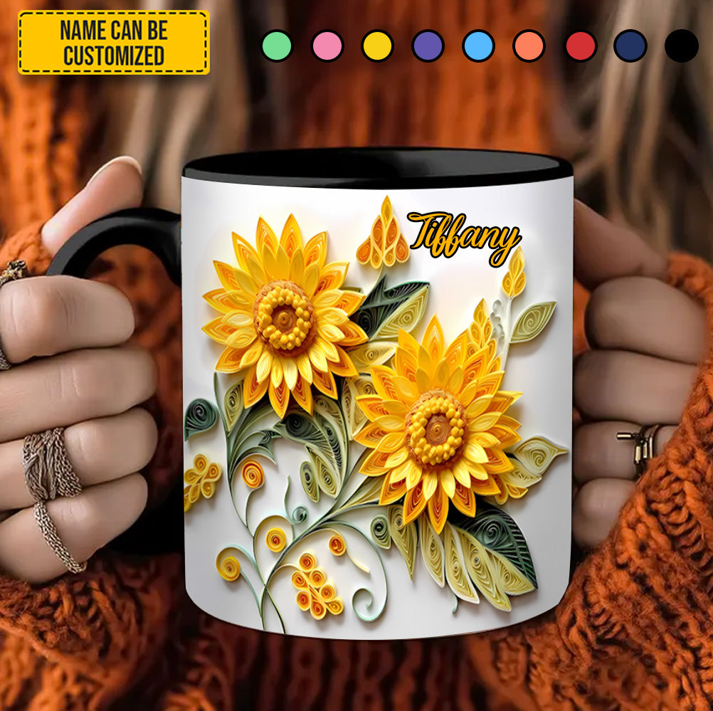 Personalized Sunflower Accent Mug - Image 3