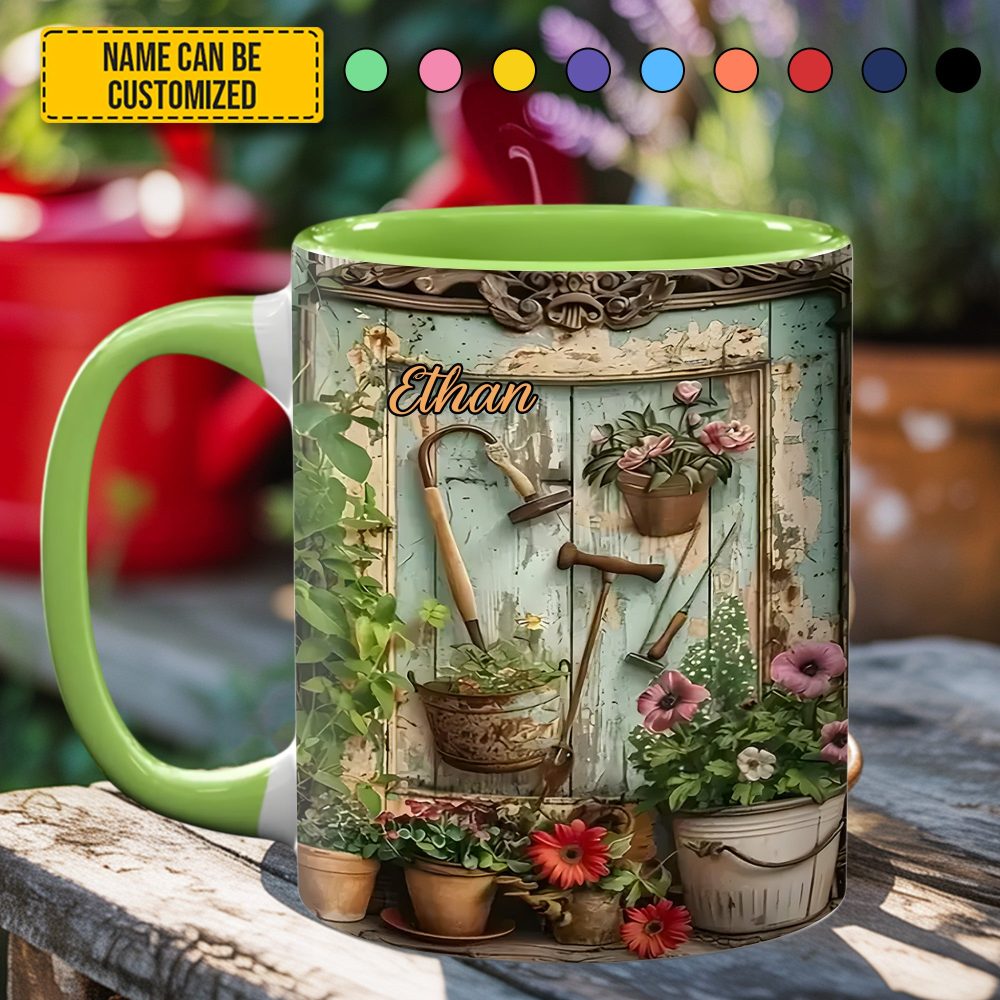 Garden Tools And Flowers - Personalized Gardening Accent Mug - Image 3