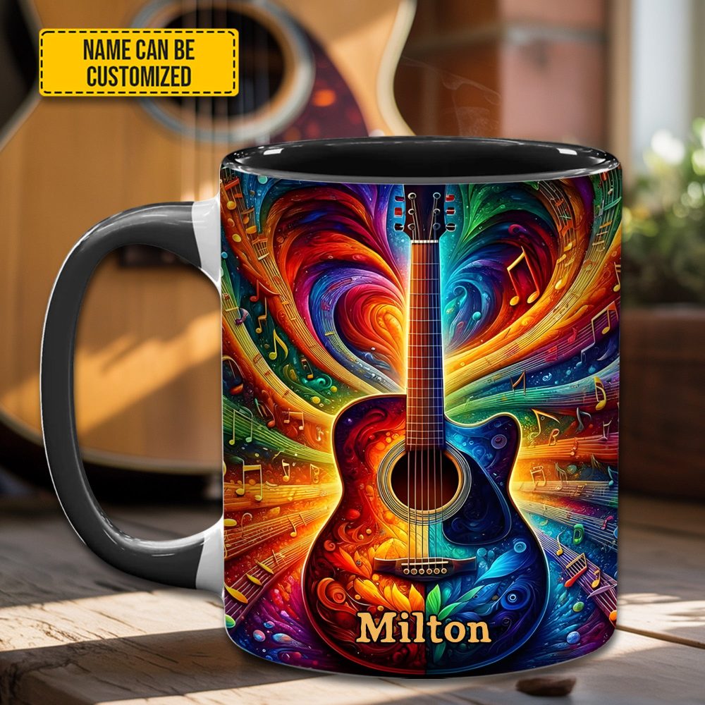 Personalized Colorful Guitar Music - Accent Mug - Image 3
