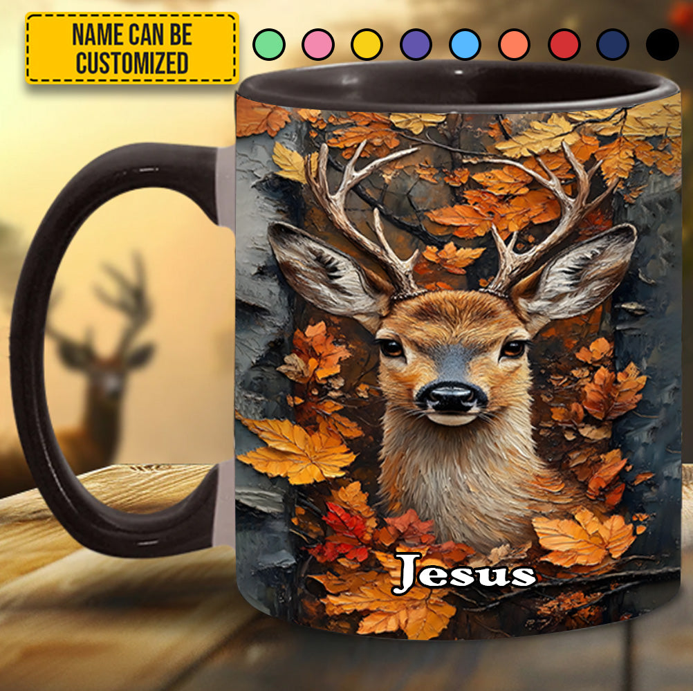 Autumn Stag – Personalized Deer Accent Mug - Image 6