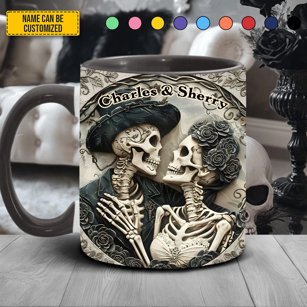 Skull Couple - Personalized Skull Accent Mug - Image 3