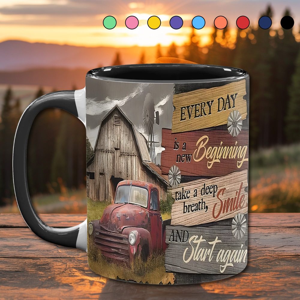 Everyday Is A New Beginning - Country Truck Accent Mug