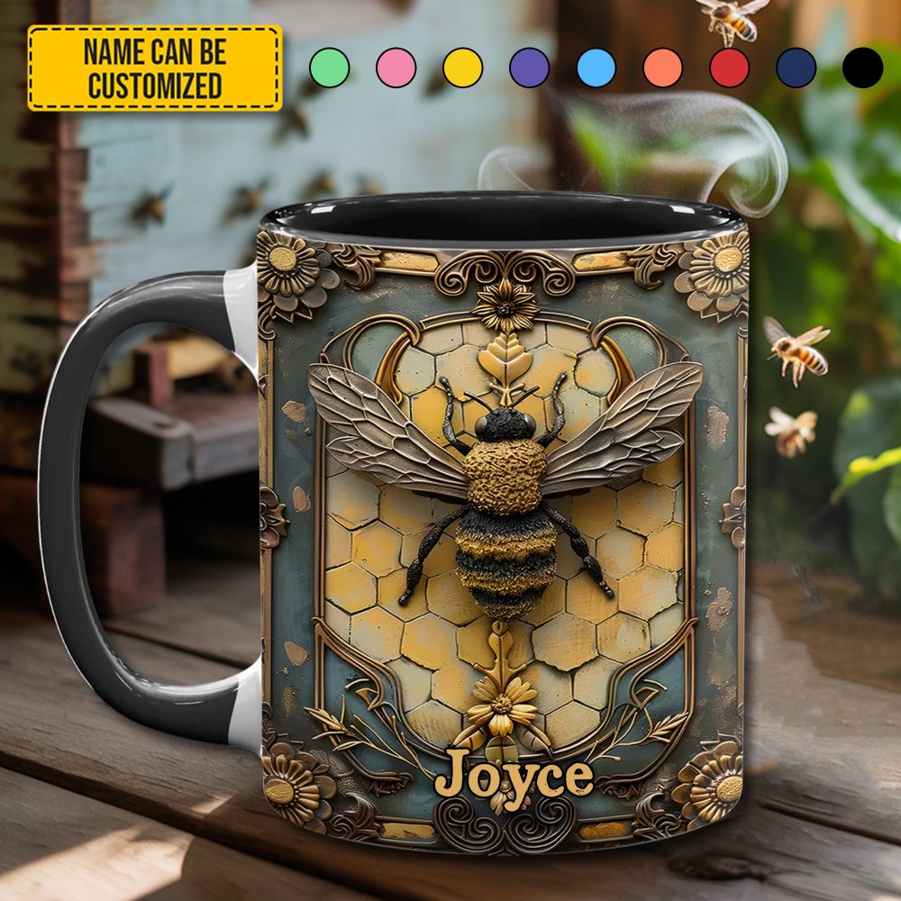 Personalized Honey Bee Accent Mug - Image 2
