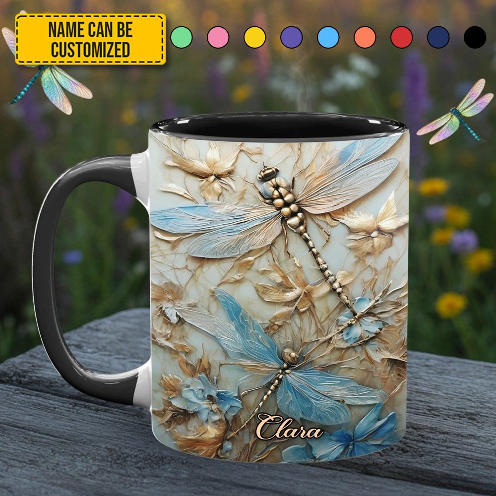 Dragonflies Accent Mug - Personalized Accent Mug - Image 3