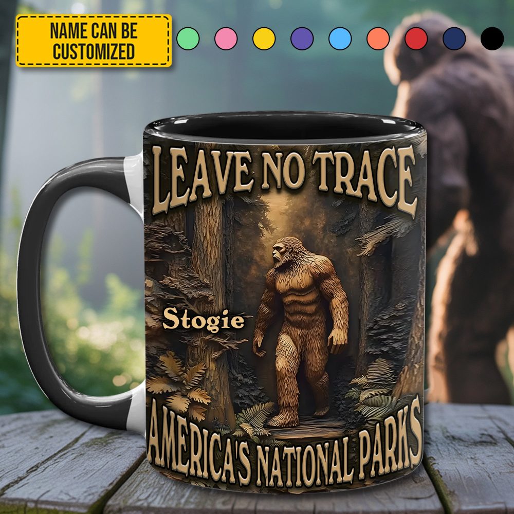 Leave No Trace – Personalized Bigfoot Accent Mug - Image 3