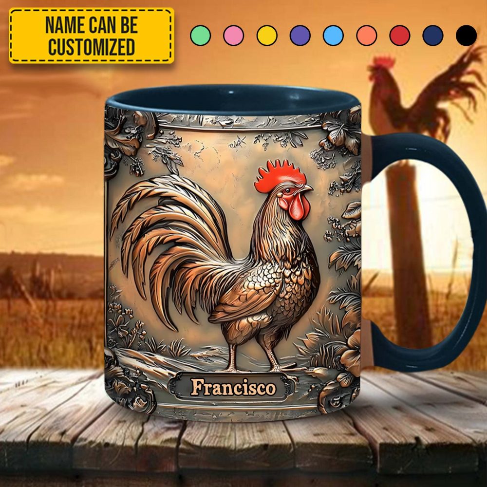 Rustic Rooster - Personalized Chicken Accent Mug - Image 3