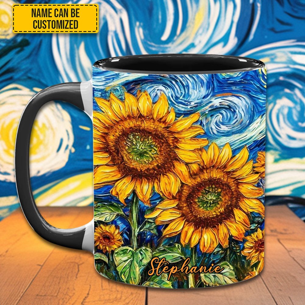 Starry Bloom – Personalized Sunflower Accent Mug - Image 13