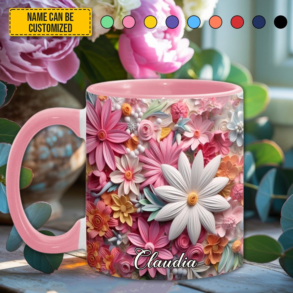 Colorful Flower - Personalized Accent Mug - Image 3
