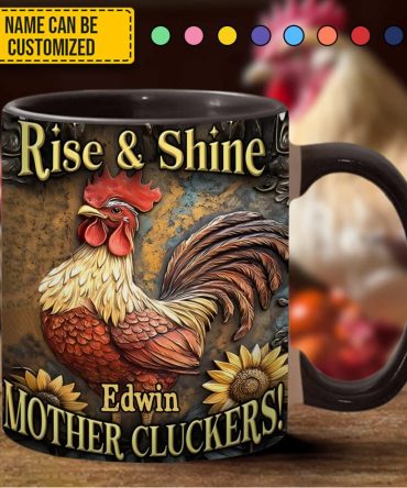 Rise & Shine - Personalized Chicken Accent Mug
