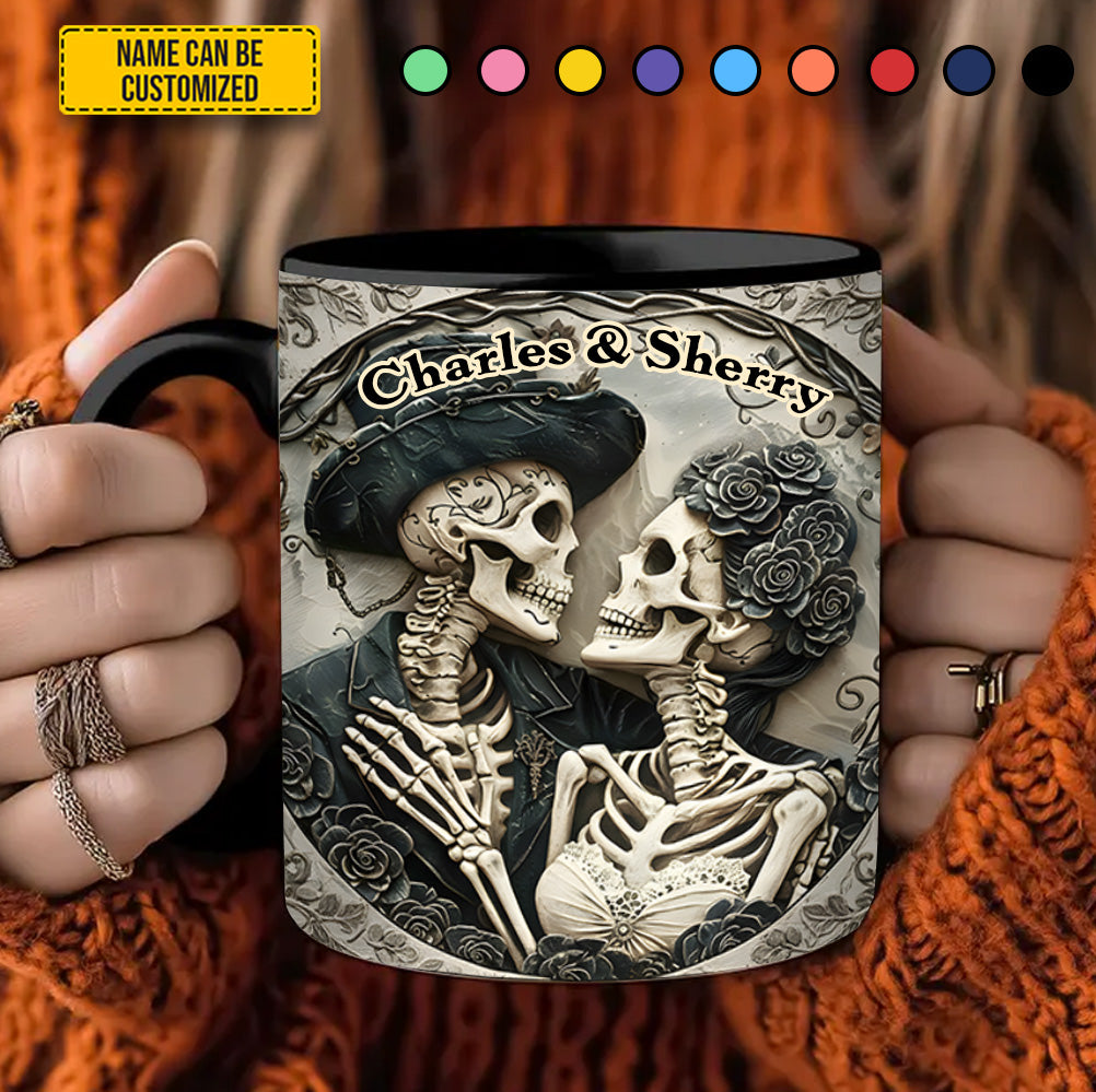 Skull Couple - Personalized Skull Accent Mug - Image 4