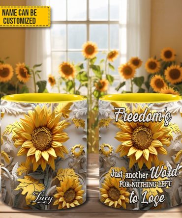 Freedom'S Just Another Word - Personalized Sunflower Accent Mug
